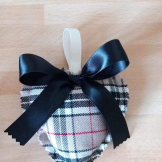 Thompson Caramel Tartan Lavender Loveheart Black Ribbon (Small)