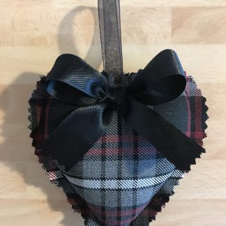 Black Red & WhiteTartan Lavender Love Heart Red Ribbon (Small)
