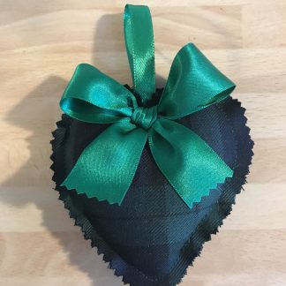 Black Watch Tartan Lavender Loveheart Green Ribbon (Small)