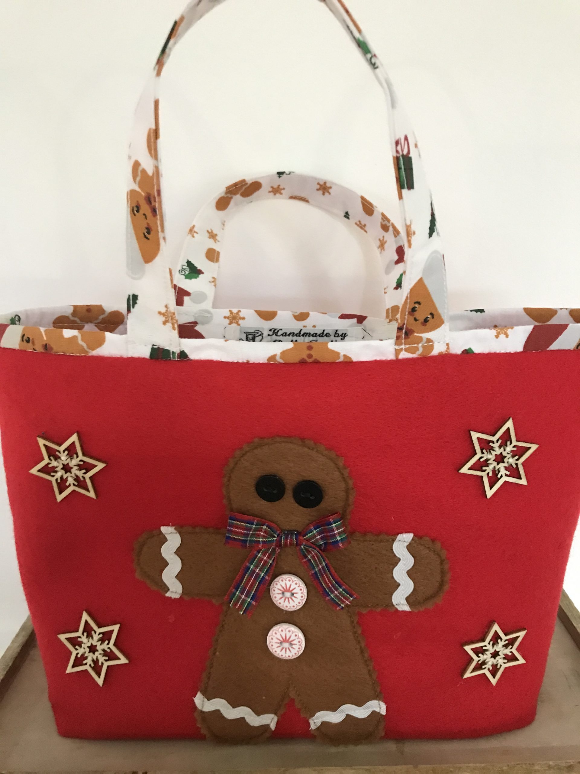 Mr Tartan Gingerbread Red Felt Gift Bag