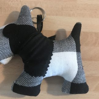 Black and White Check Mini Bandana Dog Keyring