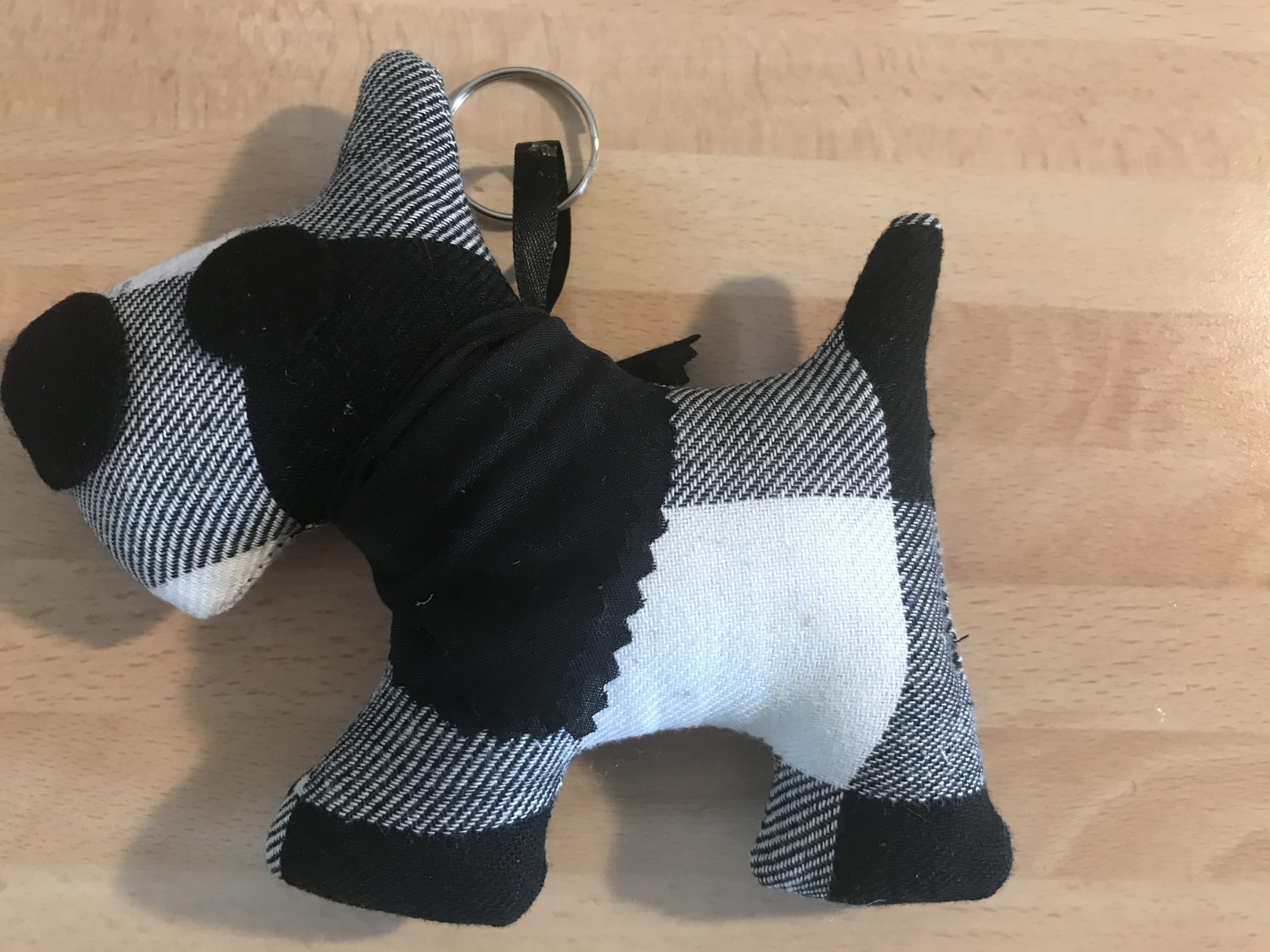 Black and White Check Mini Bandana Dog Keyring