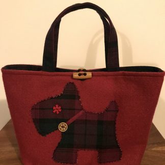 Maroon Felt & Lindsay Tartan Dotty Dog Gift Bag