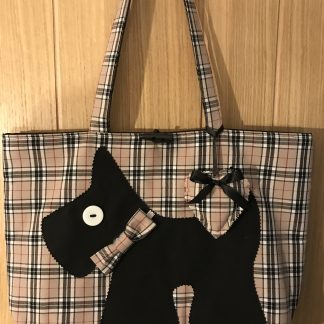 Caramel Thompson Tartan & Black Denim Dotty Dog Shopper Bag