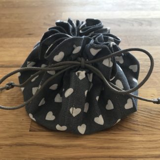 Grey with White Love Hearts Jewellery Pouch