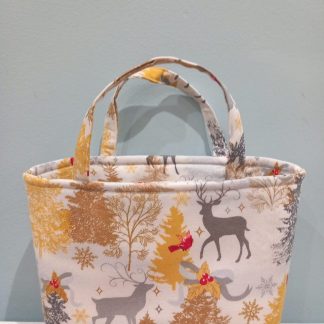 Festive Silver Reindeers with Gold Trees Felt Gift Bag
