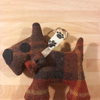 Brown Harris Tweed Mini Dotty Dog Keyring