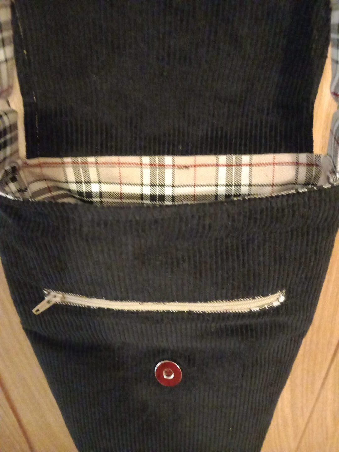Thomson Caramel Tartan & Black Cord Small Messenger Style Bag - Image 2