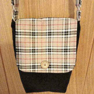Thomson Caramel Tartan & Black Cord Small Messenger Style Bag