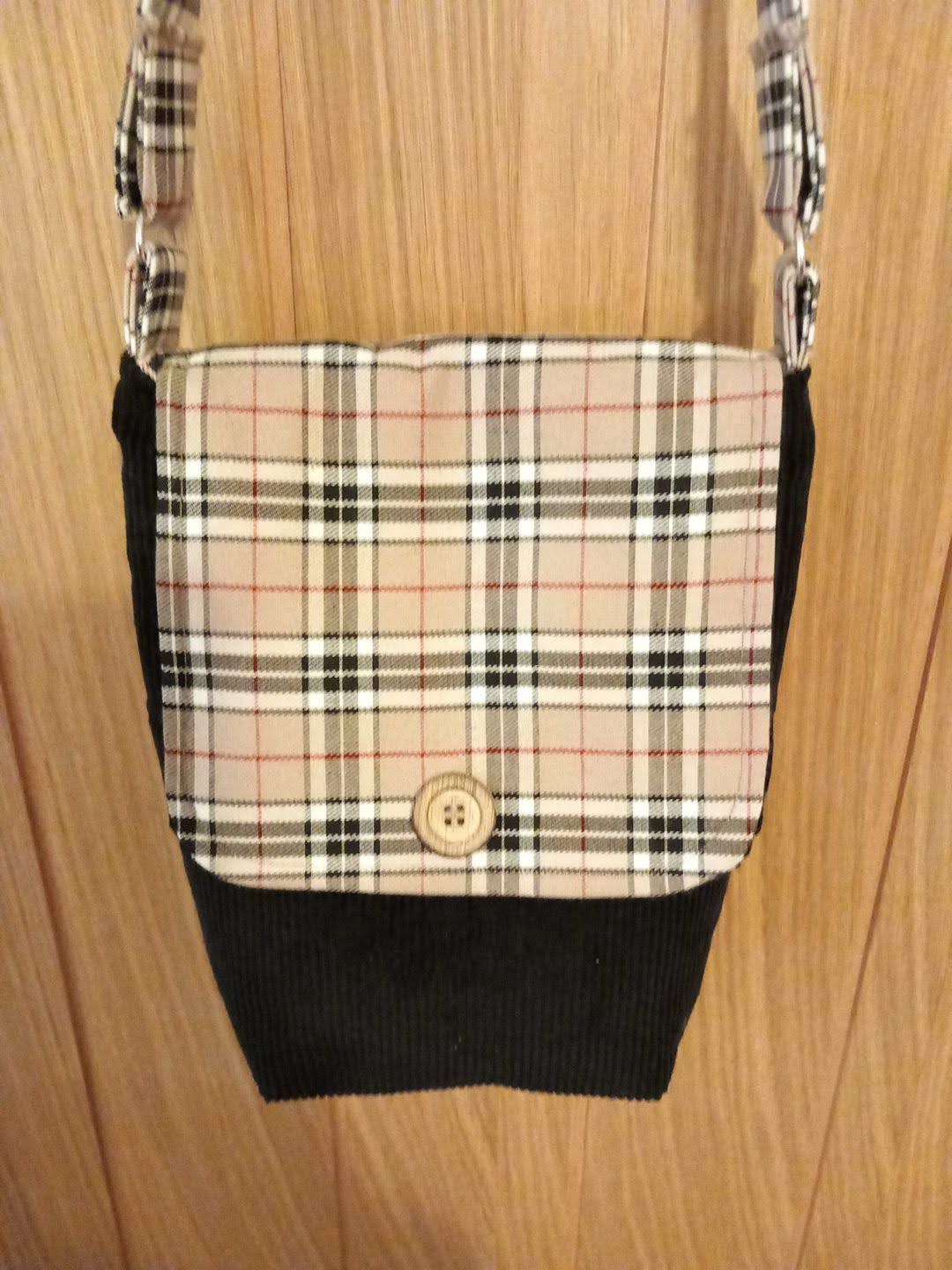 Thomson Caramel Tartan & Black Cord Small Messenger Style Bag