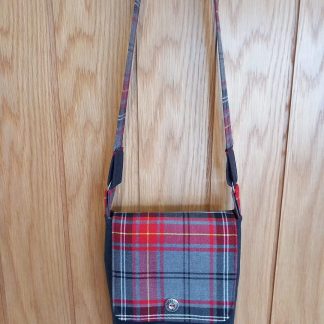 Red/GreyTartan & Grey Denim Small Messenger Style Bag