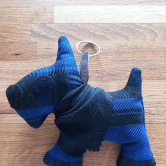Royal Blue & Black Tartan Black Bandana Mini Dog Keyring