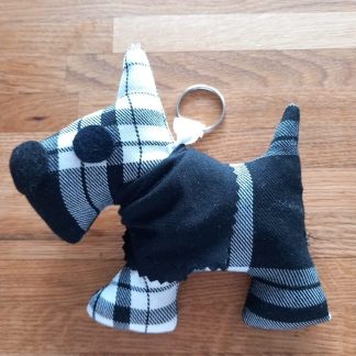 Black & White Menzie Tartan Black Bandana Mini Dog Keyring