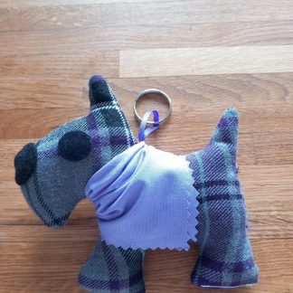 Purple & Grey Tartan Lilac Bandana Mini Dog Keyring