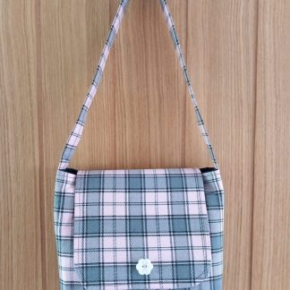 Soft Pink /Grey Tartan & Grey Denim Small Handbag Style Bag