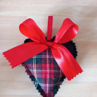 Navy Dress Royal Stewart Tartan Lavender Loveheart Red Ribbon (Small)