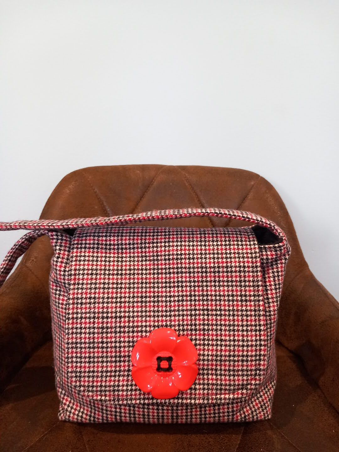 Red & Black Check Wool Blend Tartan Black Fleece Lined Cowl Scarf & Handbag Set - Image 3