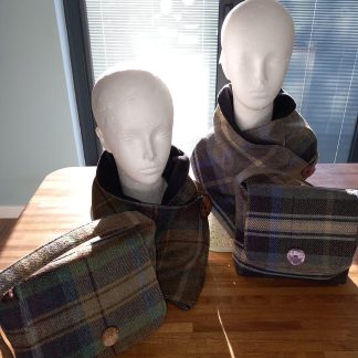 Tartan Wool Blend Cowl Scarves & Handbag Sets