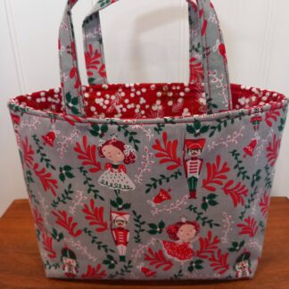 Festive Christmas Nutcracker Grey Felt Based Gift Bag