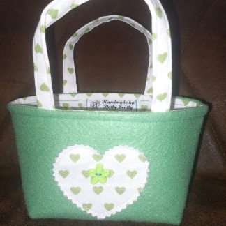 Green Love Hearts Felt Mini Gift Bag
