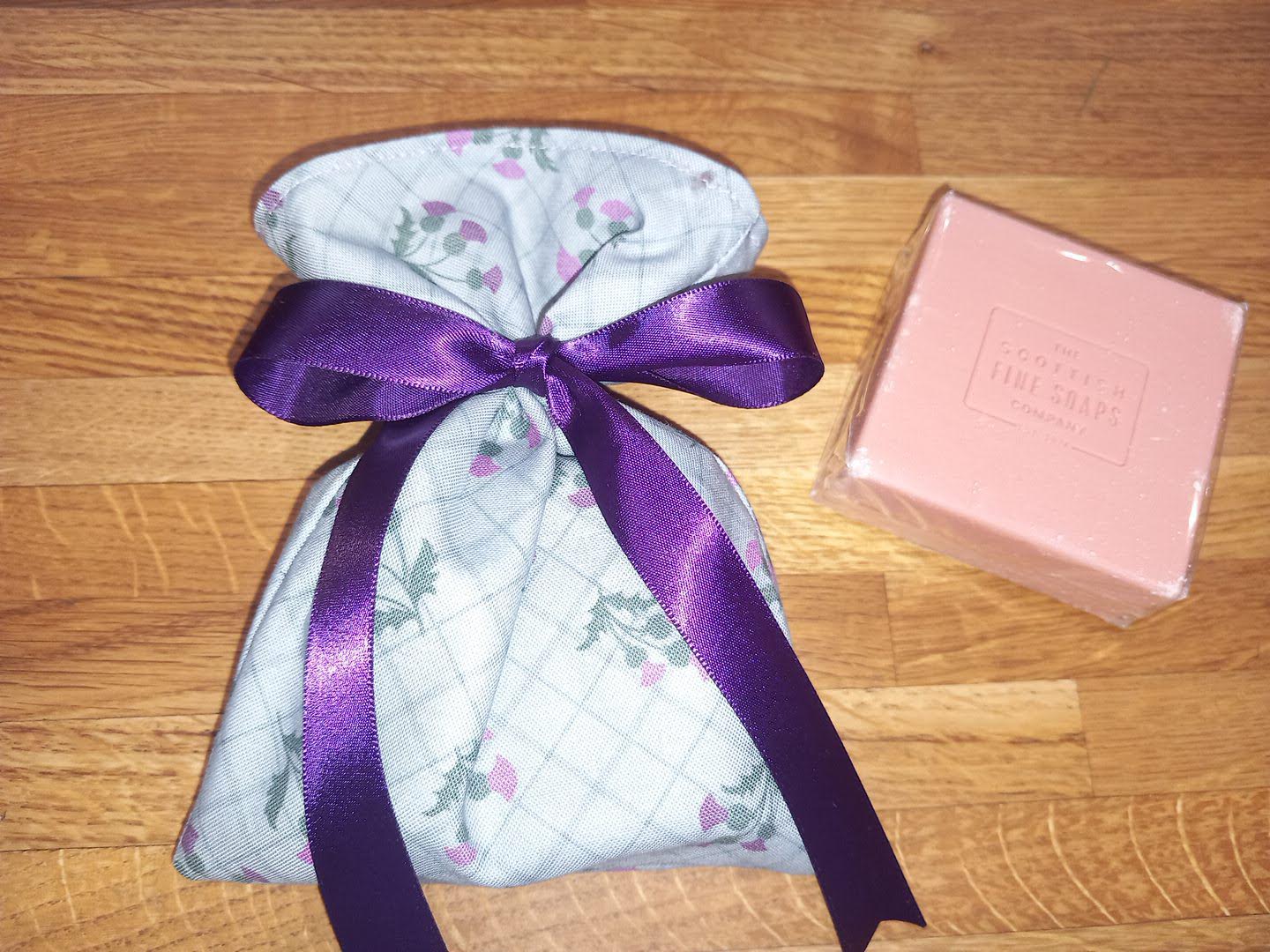 Blue Check Thistle Soap Gift Bag