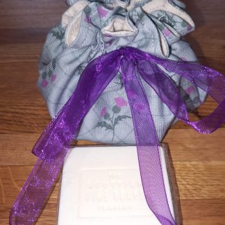 Blue Check Thistle Soap Drawstring Gift Pouch
