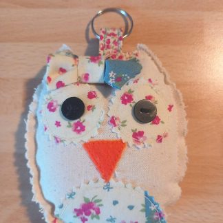 Canvas & Flower Owl Keyring