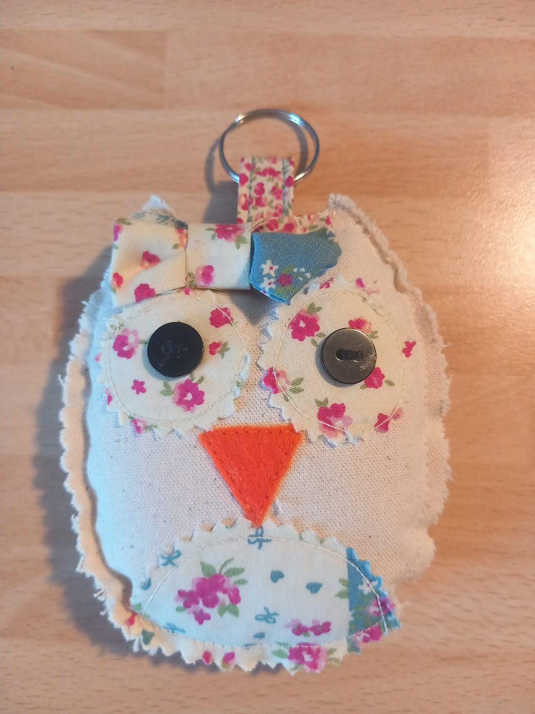 Canvas & Flower Owl Keyring
