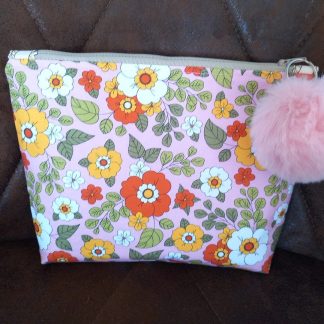 White, Yellow and Orange Flowers Small Zipped Bag