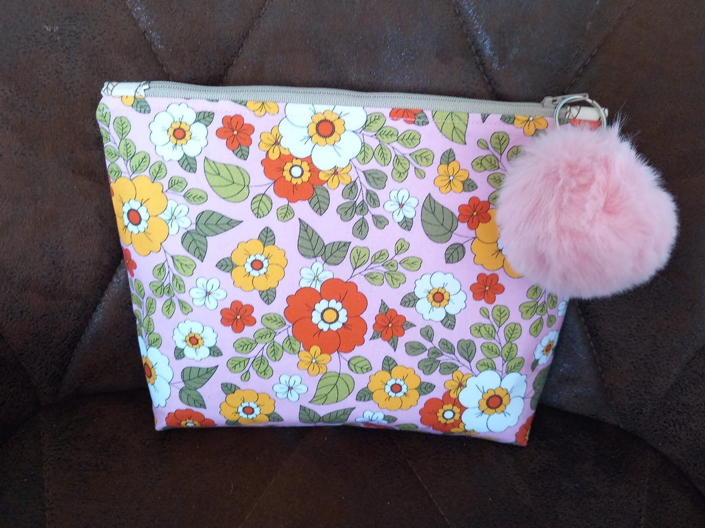 White, Yellow and Orange Flowers Small Zipped Bag