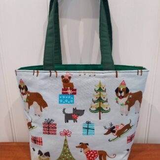 Cute Christmas Dogs & Presents Felt Based Gift Bag
