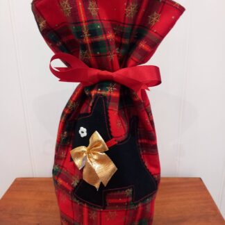 Dotty Dog Red Tartan Lined Bottle Bag