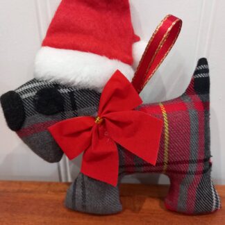 Red & Grey Tartan 'Santa Paws' Tree Decoration