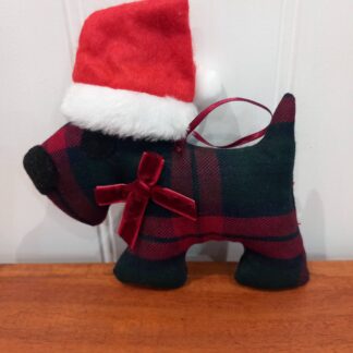Red & Green Christmas Tartan 'Santa Paws' Tree Decoration