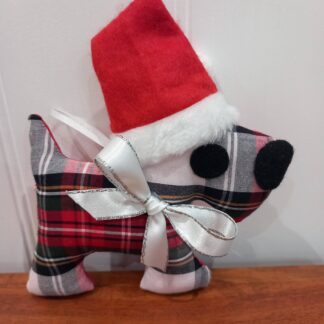 Dress Royal Stewart Tartan 'Santa Paws' Tree Decoration Silver Bow